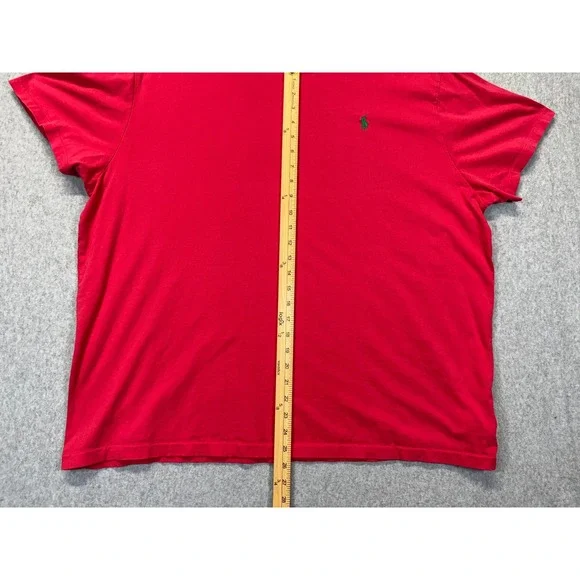 Polo Ralph Lauren Mens XXL Red V-Neck T-Shirt Classic Fit Green Pony Logo - Picture 3 of 7